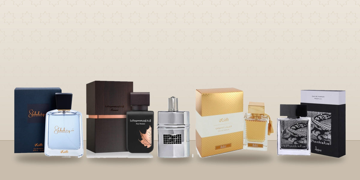 Selection of Rasasi perfumes for men featured in the PerfumeBox Rasasi fragrance guide