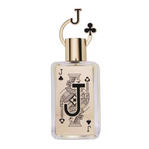 Fragrance World Jack Of Clubs Eau de Parfum 2.7 oz clear bottle with playing card jack design front view
