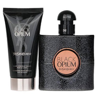 Black Opium fragrance set with eau de parfum bottle and body lotion tube