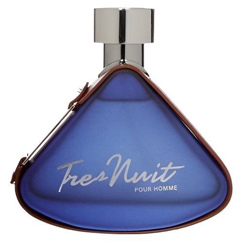 Armaf Tres Nuit blue teardrop-shaped perfume bottle with silver cap