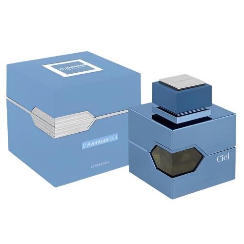 Al Haramain L'Aventure Ciel Extrait De Parfum boxed set with blue packaging and fragrance bottles