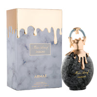 Armaf Miss Dazzling perfume bottle with marble-textured box and gold accents