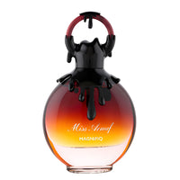 Armaf Miss Magnifiq perfume bottle with gradient red to orange liquid and black drip cap design