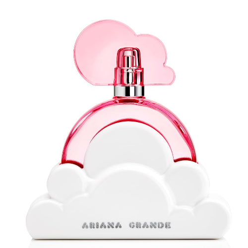 Ariana Grande Cloud Pink Eau De Parfum bottle with pink liquid, cloud-shaped cap and base design