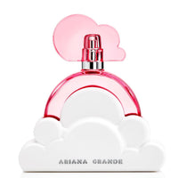 Ariana Grande Cloud Pink Eau De Parfum bottle with pink liquid, cloud-shaped cap and base design