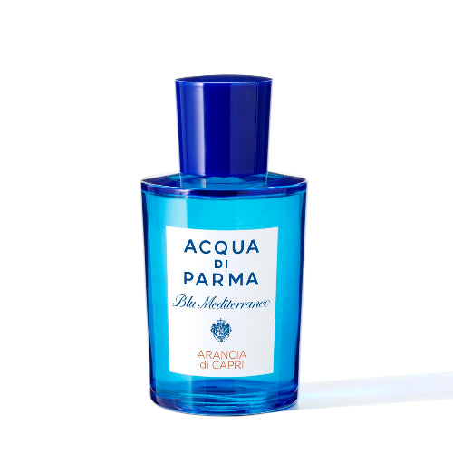 Acqua Di Parma Arancia Di Capri fragrance bottle with blue cap and label, displayed with shadow