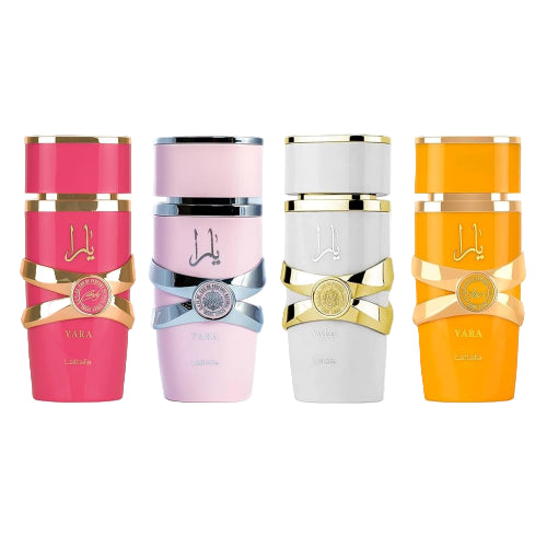 Lattafa Yara Collection Eau de Parfum mini four colorful bottles front view