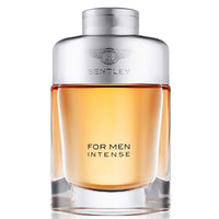 Bentley Intense Eau De Parfum bottle with golden liquid and silver metallic cap