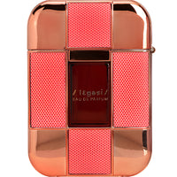 Armaf Legasi Eau de Parfum bottle in coral and rose gold panelled design