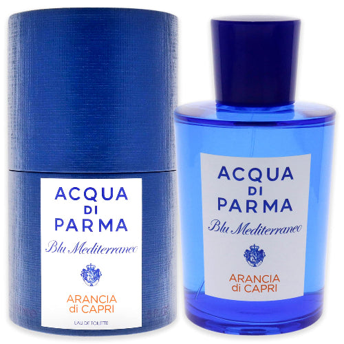 Acqua Di Parma Arancia Di Capri blue cylindrical box and matching fragrance bottle with label