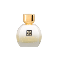 Admira Chic perfume bottle with gold cap, gradient from frosted to pale yellow liquid