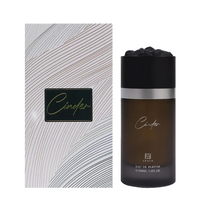 Ahmed Al Maghribi Cinder Eau De Parfum bottle with striped packaging box