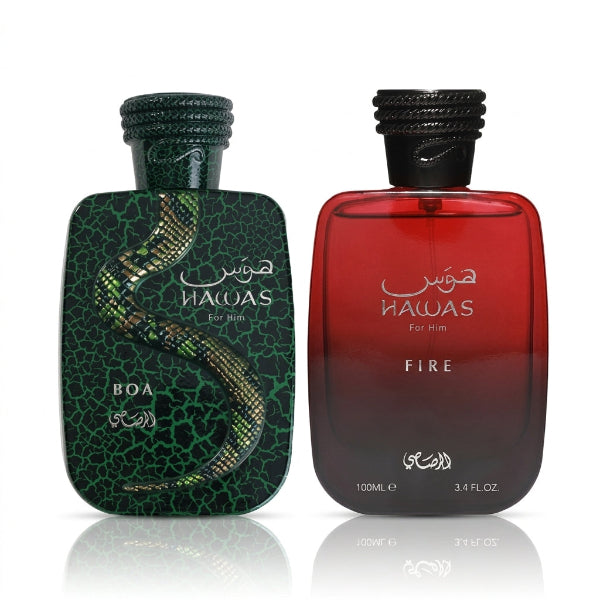 Rasasi Hawas Boa 3.4 Oz + Rasasi Hawas Fire 3.4Oz bundle