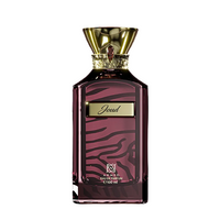 Ahmed Al Maghribi Joud Eau De Parfum bottle with burgundy glass and gold cap