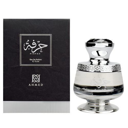 Ahmed Al Maghribi Hirfah Eau De Parfum bottle with black box packaging
