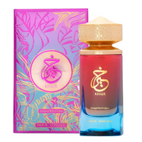 Paris Corner Khair Confection Eau de Parfum 3.4 oz pink and blue gradient bottle with colorful packaging box front view