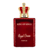 Macarena King Of Kings Royal Crown Eau de Parfum 3.4 oz red bottle with gold crown cap front view