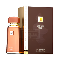 Fragrance World Liquid Brun Eau de Parfum 3.4 oz bottle with packaging box