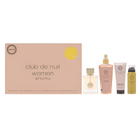 Armaf Club De Nuit 4-piece fragrance gift set with box and four bottles in neutral tones