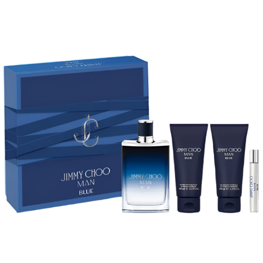 Jimmy Choo Man Blue 4 Piece Gift Set With 3.3 Oz EDT + 3.3 Oz ASB