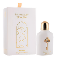 Armaf Club De Nuit Private Key To My Soul white fragrance bottle with gold key pendant and matching box