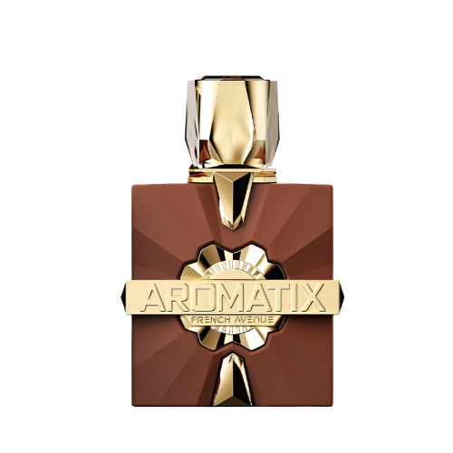 Fragrance World Royal Taboo Aromatix Eau de Parfum 3.4 oz brown geometric bottle with gold accents front view