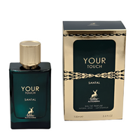 Maison Alhambra Your Touch Santal Eau de Parfum 3.4 oz green bottle with packaging box front view