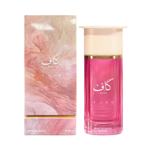 Ahmed Al Maghribi Kaaf Pink fragrance bottle with decorative box packaging