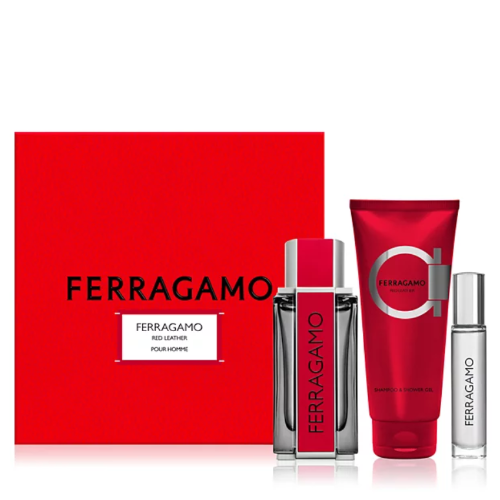 Ferragamo Red Leather 3 Piece Giftset