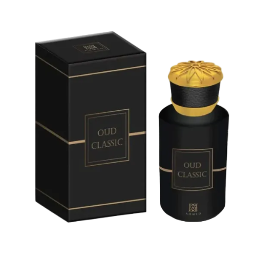 Ahmed Al Maghribi Oud Classic perfume bottle with gold cap and black box packaging