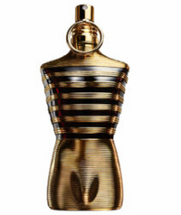 Jean Paul Gaultier Le Male Elixir Eau de Parfum 4.2 oz gold striped torso bottle front view
