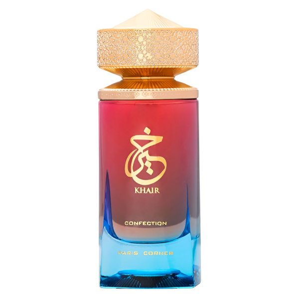 Paris Corner Khair Confection Eau de Parfum 3.4 oz pink and blue gradient bottle front view