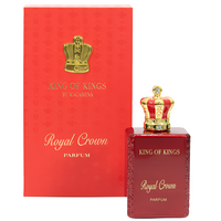 Macarena King Of Kings Royal Crown Eau de Parfum 3.4 oz red bottle with gold crown cap and matching red packaging box front view
