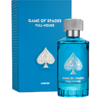 Jo Milano Game Of Spades Full House Eau de Parfum 3.4 oz blue bottle with packaging box front view
