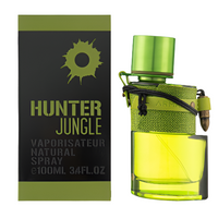 Armaf Hunter Jungle perfume bottle with lime-green liquid and black box packaging