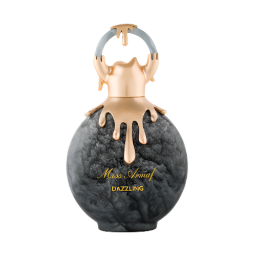 Armaf Miss Dazzling bottle with charcoal marble finish and rose gold drip cap