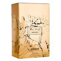 Armaf Miss Voce Viva Eau De Parfum box with gold and black marble pattern design