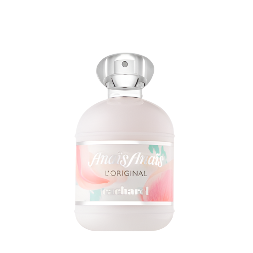 Anais Anais L'Original eau de toilette bottle with white and pink gradient label and chrome cap