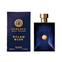 Versace Pour Homme Dylan Blue Eau de Toilette 3.4 oz dark blue bottle with packaging box front view