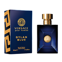 Versace Pour Homme Dylan Blue Eau de Toilette 3.4 oz dark blue bottle with packaging box front view