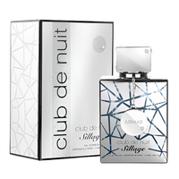 Armaf Club De Nuit Sillage bottle with geometric pattern box opened to display fragrance and packaging.