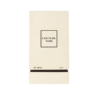 Couture Noir fragrance bottle, cream-colored box with black text, 100 ml size