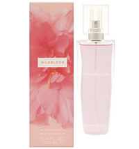 Wildbloom Eau De Parfum spray bottle in pale pink with floral box packaging