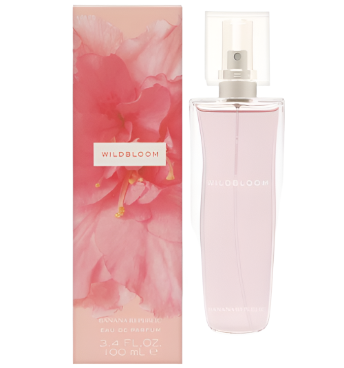 Wildbloom Eau De Parfum spray bottle in pale pink with floral box packaging
