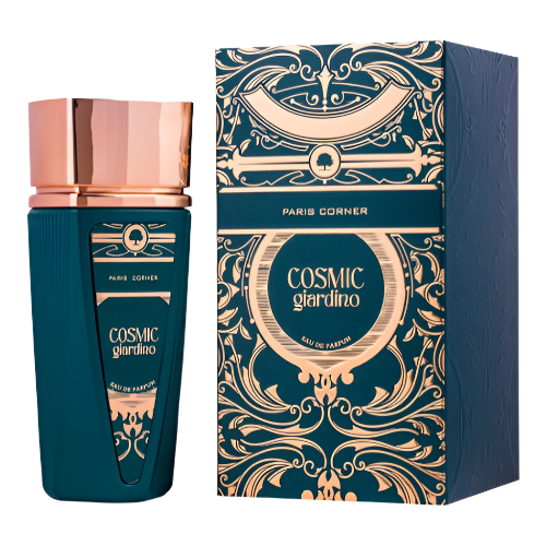 Paris Corner Cosmic Giardino Eau De Parfum 3.4 Oz bottle with packaging box front view
