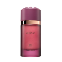 Ahmed Al Maghribi Mosaic Eau De Parfum bottle with purple cap and rose-toned glass, gold band accent