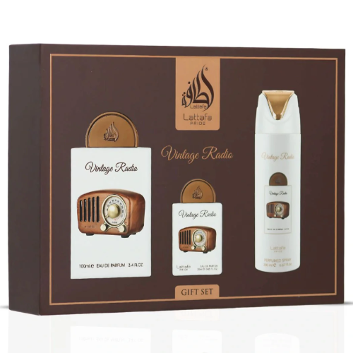 Lattafa Vintage Radio 3 Piece Gift Set Bottle — Buy Online | PerfumeBox