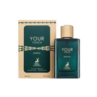 Maison Alhambra Your Touch Santal Eau de Parfum 3.4 oz green bottle with packaging box front view