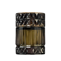 Afnan Zimaya Sharaf perfume bottle with black geometric patterned cap and olive-toned glass.