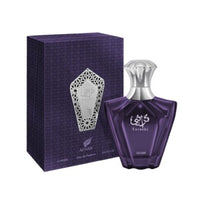 Afnan Turathi purple eau de parfum bottle with decorative box packaging